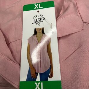 JACHS Girlfriend Women's Pink Short Sleeve Button-Up Shirt XL soft